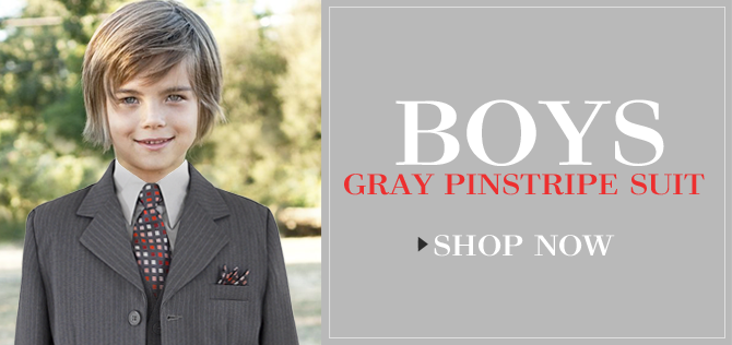 Boys Suit Gray Pinstripes